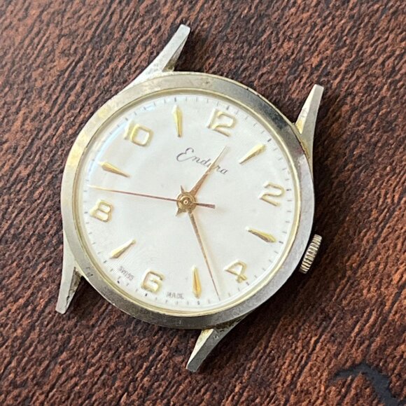 Vintage Endura Swiss Watch Mens Silver Tone Stainless Steel Classic White Dial - Picture 1 of 7